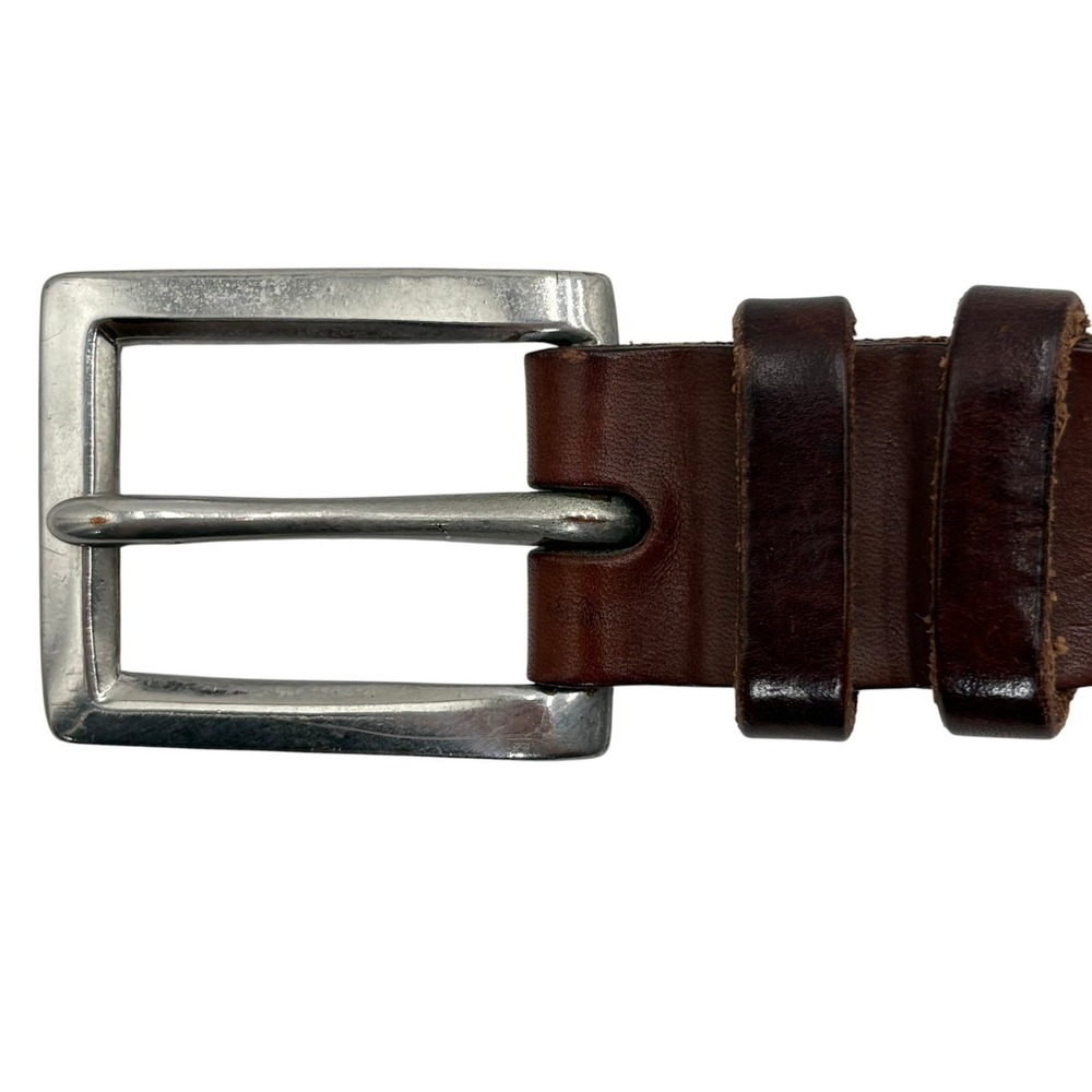 Polo Ralph Lauren Leather Belt Mens 38 Brown Square Silver Tone Buckle Pony - Picture 4 of 9